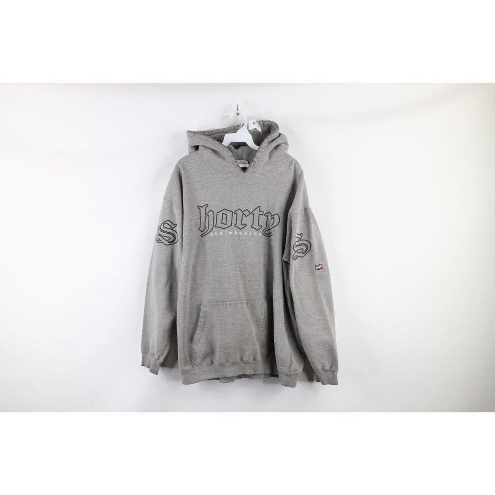 Vintage 90s Shorts Skateboards Large Distressed Spell Out Hoodie Sweatshirt USA